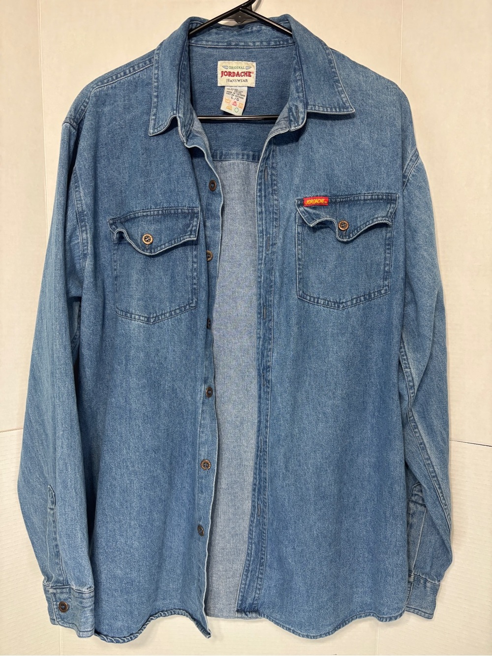 Vintage Original Jordache Jeanswear Men's Denim Button-Down Long-Sleeve Shirt
